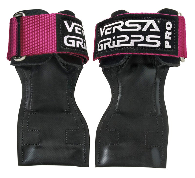 Versa Gripps فيرسا غريبس® برو، صنع في الولايات المتحدة الأمريكية، أحزمة معصم بديلة لرفع الأثقال، أفضل ملحق تدريبي، وردي، S - Image 1