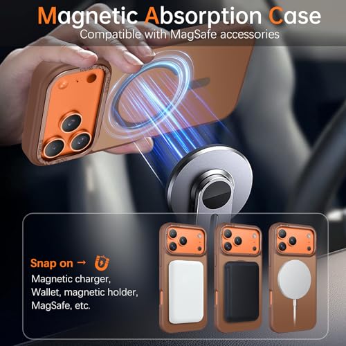 YINLAI for iPhone 17 Pro Max Case 6.9-inch,Magnetic Compatible with MagSafe, Slim Matte Anti-Fingerprint, Shockproof Full Body Military Grade Protection for iPhone 17 Pro Max Cover, Brown - Image 3