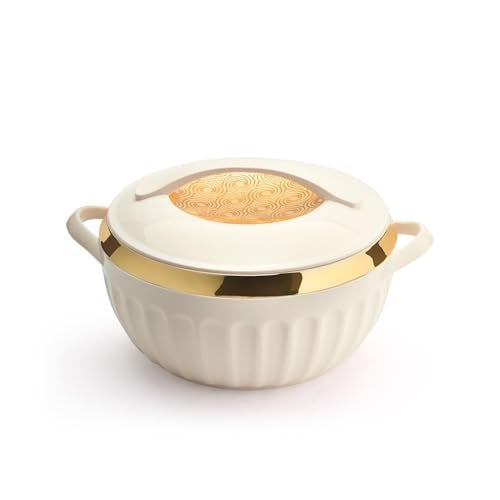 Asian Plastowares Dignity Casserole 1600ml | Premium Insulated Hotpot with Inner Steel Lid | Elegant Diwali Gift Set | Kitchen Storage Dinnerware Combo | Beige - Image 1