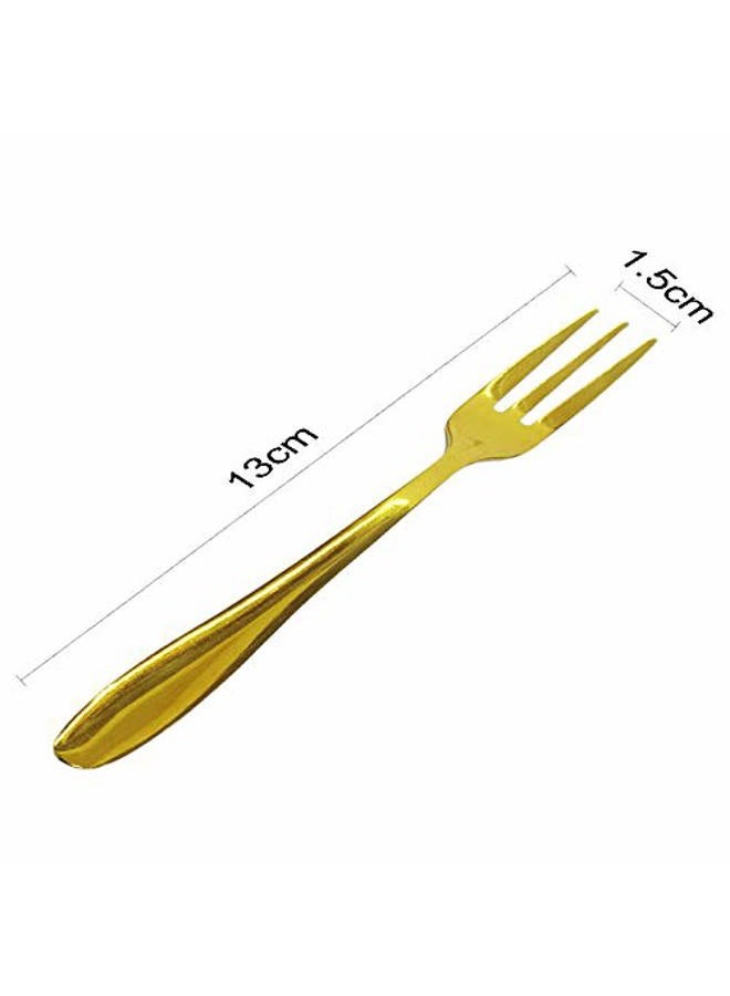 Comicfs 12-Piece Appetizer Small Forks, 5.2 Inches, Dessert Forks Stainless Steel, Gold 3-Tine Portable Cocktail Salad Fruit Forks for Party Travel (12 Forks, Gold) - Image 2