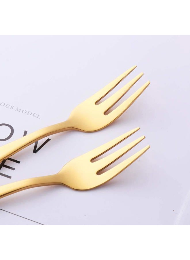 Comicfs 12-Piece Appetizer Small Forks, 5.2 Inches, Dessert Forks Stainless Steel, Gold 3-Tine Portable Cocktail Salad Fruit Forks for Party Travel (12 Forks, Gold) - Image 3