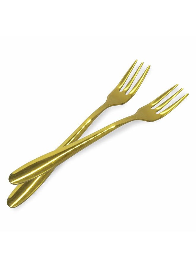 Comicfs 12-Piece Appetizer Small Forks, 5.2 Inches, Dessert Forks Stainless Steel, Gold 3-Tine Portable Cocktail Salad Fruit Forks for Party Travel (12 Forks, Gold) - Image 5