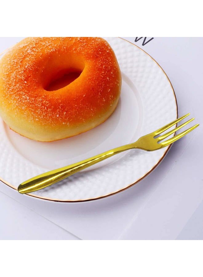 Comicfs 12-Piece Appetizer Small Forks, 5.2 Inches, Dessert Forks Stainless Steel, Gold 3-Tine Portable Cocktail Salad Fruit Forks for Party Travel (12 Forks, Gold) - Image 4