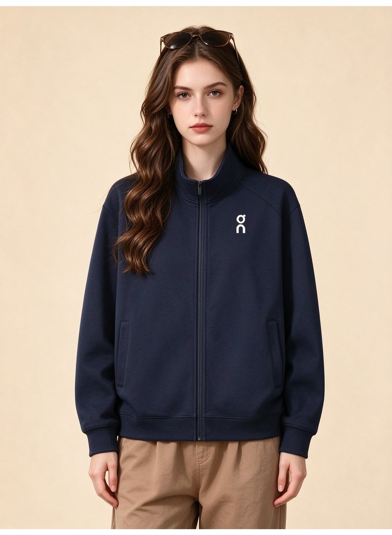 On Running Unisex Stand-Up Collar Full-Zip Track Jacket, Navy Blue - Image 5