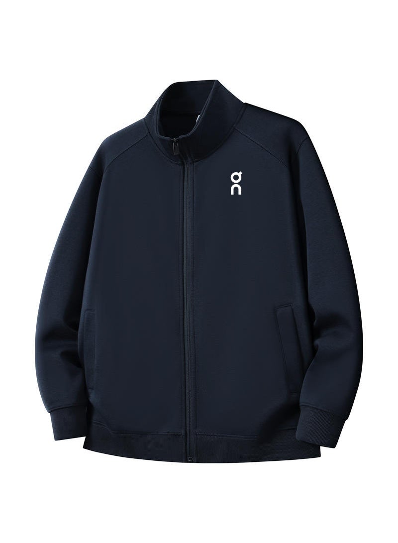 On Running Unisex Stand-Up Collar Full-Zip Track Jacket, Navy Blue - Image 3