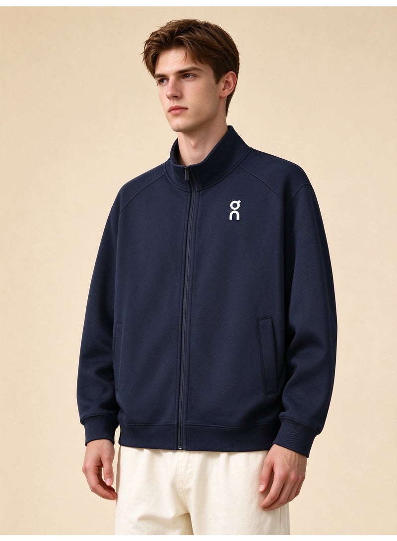 On Running Unisex Stand-Up Collar Full-Zip Track Jacket, Navy Blue - Image 4