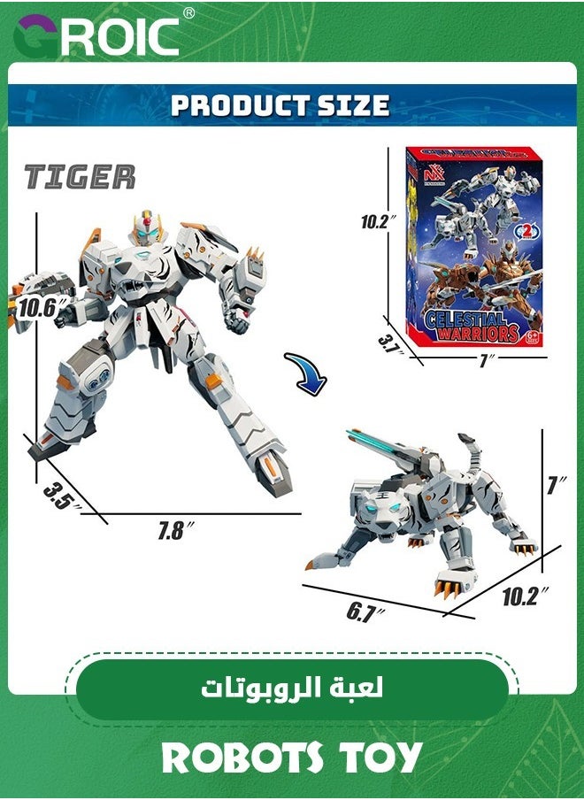 GROIC - Animal Transforming Robot Toys,Tiger Action Figure for Kids Deformation Assembly Robot for Kids,Tiger Model,Collectible Action Figures,Manual Transformed into Toy - Image 1