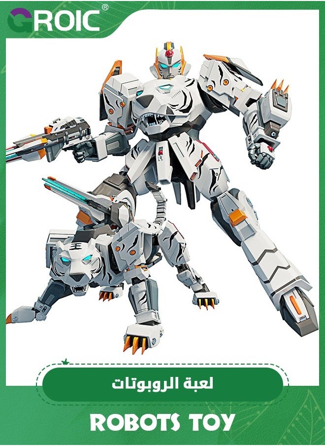 GROIC Animal Transforming Robot Toys,Tiger Action Figure for Kids Deformation Assembly Robot for Kids,Tiger Model,Collectible Action Figures,Manual Transformed into Toy  - Image 1