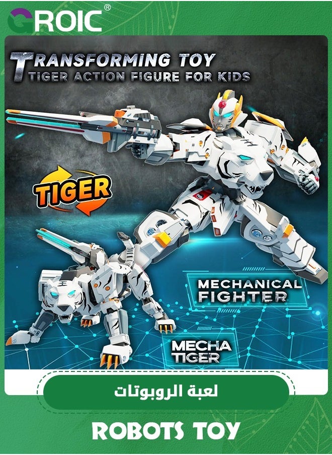 GROIC Animal Transforming Robot Toys,Tiger Action Figure for Kids Deformation Assembly Robot for Kids,Tiger Model,Collectible Action Figures,Manual Transformed into Toy  - Image 2