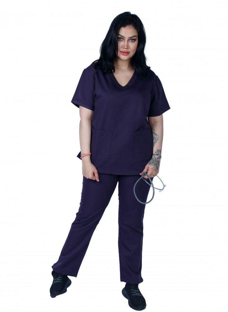 Kenzi Kenzi medical scrub set for unisex dark purple 4  - Image 1