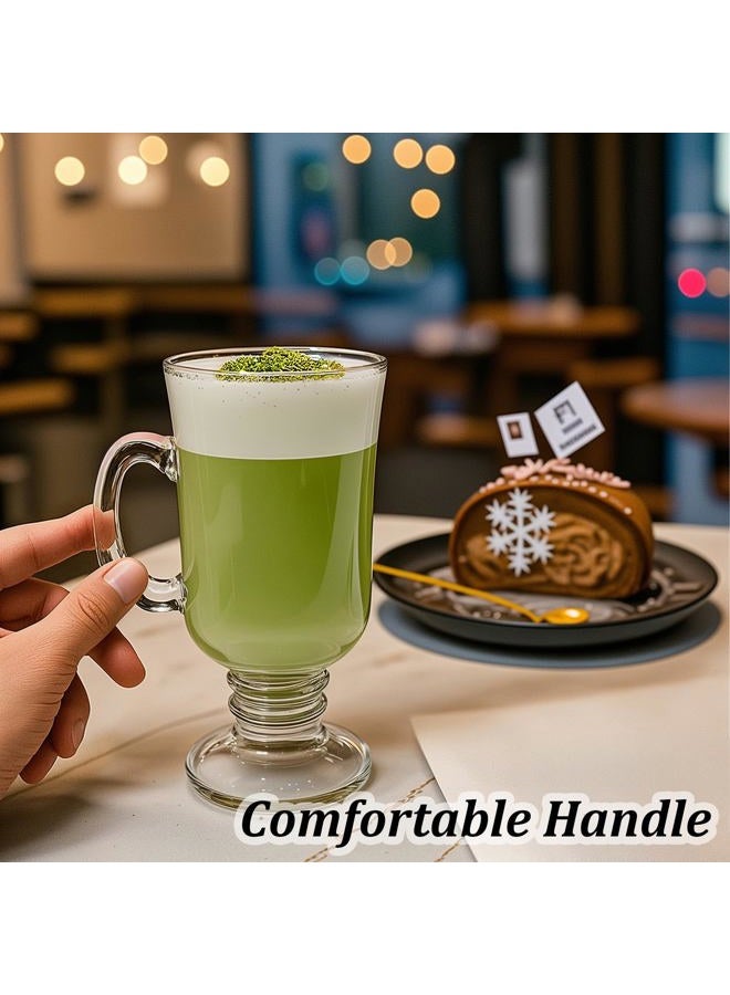 SHANDERBAR Set of 6 Irish Coffee Mugs, 8.8 Oz Irish Coffee Glasses Glass Cup with Handle & Footed Stem Base, Clear Glass Mugs Glass Espresso Cups for Coffee, Hot Cold Beverages, Tea, Latte, Cappuccino, Smoothie - Image 5