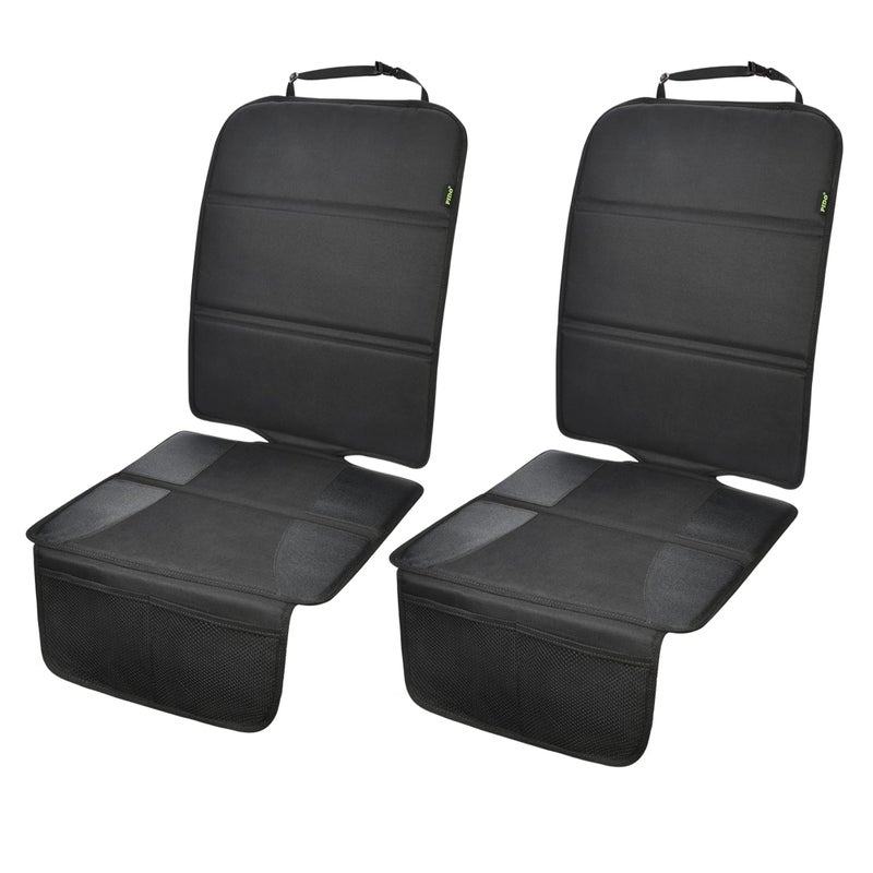 PIDO Car Seat Protector, 2 Pack Seat Protector Under Baby Car Seat with Thick Padding and Non-Slip Back, Waterproof Carseat Protection Cover Pad for Vehicle Leather Upholstery, Black - Image 1