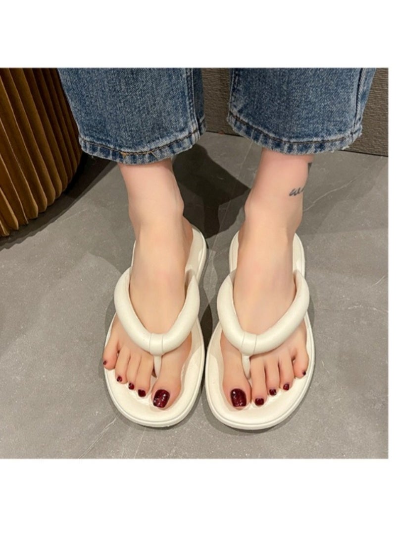 هويتك شبشب نسائي صيفي خفيف الوزن، شباشب عصرية للشاطئ والمناسبات غير الرسمية، لون أبيض، مقاس 38-39 - Image 3