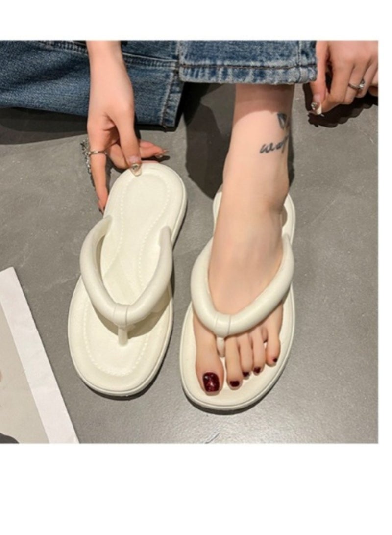 هويتك شبشب نسائي صيفي خفيف الوزن، شباشب عصرية للشاطئ والمناسبات غير الرسمية، لون أبيض، مقاس 38-39 - Image 4