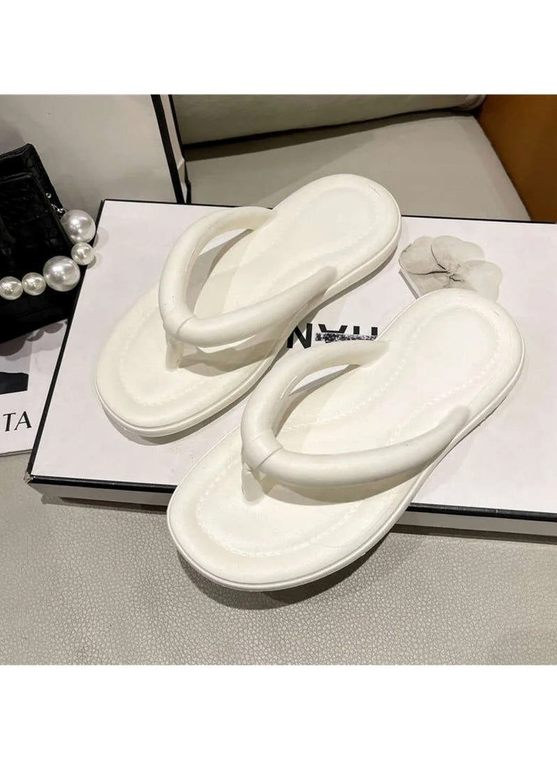 هويتك شبشب نسائي صيفي خفيف الوزن، شباشب عصرية للشاطئ والمناسبات غير الرسمية، لون أبيض، مقاس 38-39 - Image 5