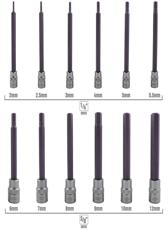 OEMTOOLS 23903 12 Piece Metric Magnetic Long Hex Bit Socket Set, Metric Hex Sockets, 1/4" and 3/8" Drive Long Metric Hex Socket Set, Allen Bit Sockets - Image 4
