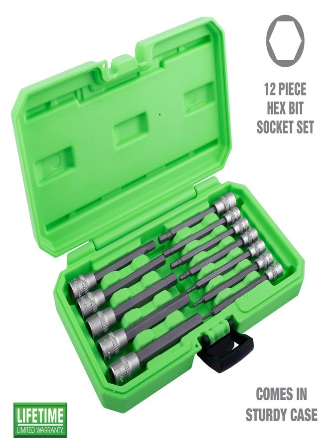 OEMTOOLS 23903 12 Piece Metric Magnetic Long Hex Bit Socket Set, Metric Hex Sockets, 1/4" and 3/8" Drive Long Metric Hex Socket Set, Allen Bit Sockets - Image 2