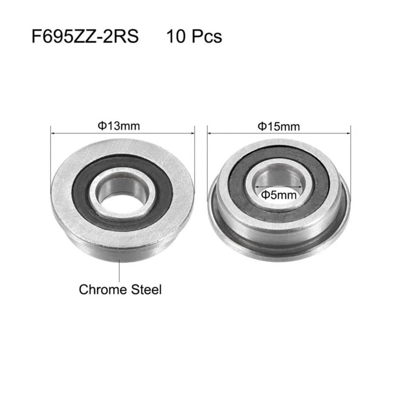 F696 2RS Flanged Ball Bearing 6x15x5mm For 3D Printer Miniature Deep Groove 10 Pcs - Image 3