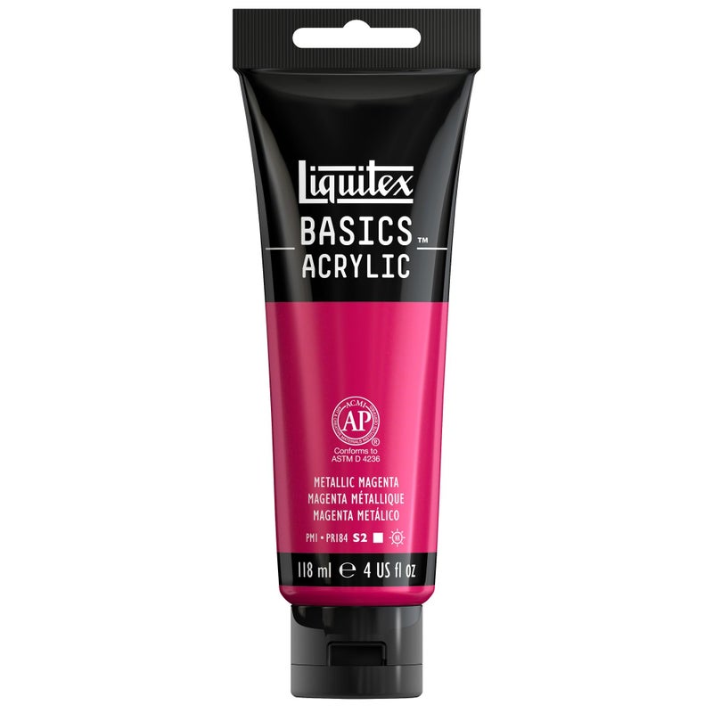 Liquitex BASICS Acrylic Paint 118ml 4oz Tube Metallic Magenta - Image 2