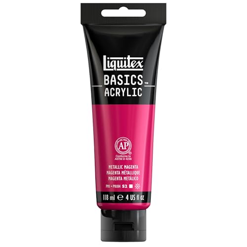 Liquitex BASICS Acrylic Paint 118ml 4oz Tube Metallic Magenta - Image 1