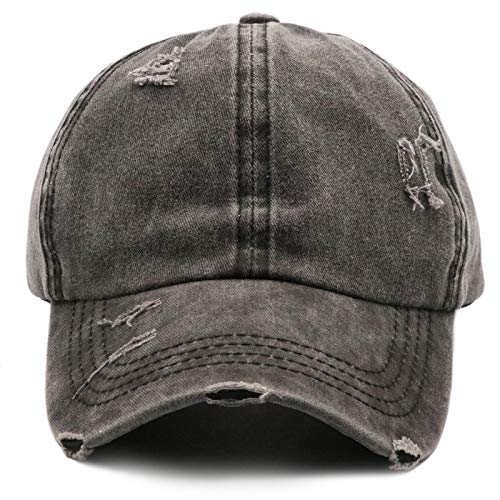 ProMindFun Womens Ponytail High Messy Bun Hats Distressed Baseball Caps Unconstructed Washed Dad Hat Girls Trucker Ponycaps - Image 2
