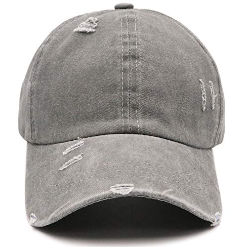 ProMindFun Womens Ponytail High Messy Bun Hats Distressed Baseball Caps Unconstructed Washed Dad Hat Girls Trucker Ponycaps - Image 5