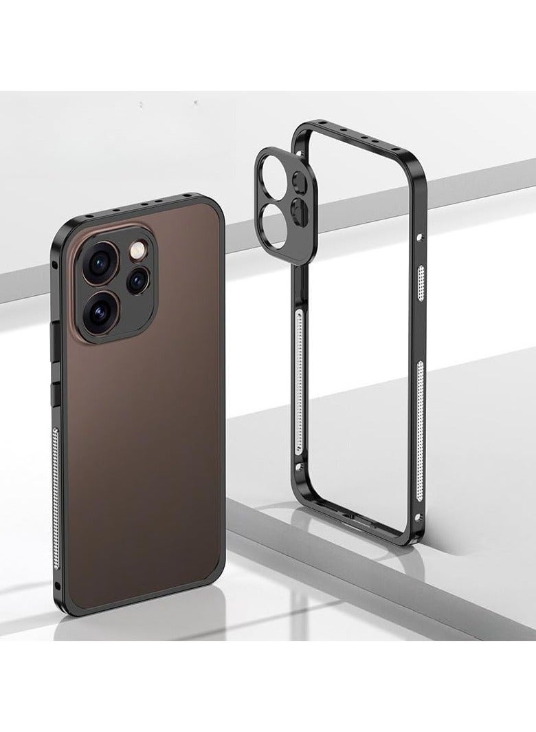 Metal Frame Protective Case Compatible with OPPO Reno 15 Pro Cover Features lens cover and durable PC base shell Ultra-thin heat dissipation and drop protection case Suitable for OPPO Reno 15 Pro