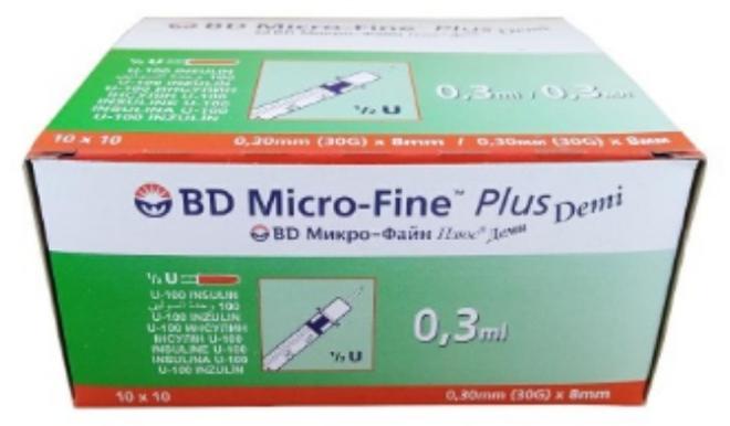 BD Micro Fine Demi 0.3 Ml Insulin Syringe (30g) 8mm (10x10) - Image 1
