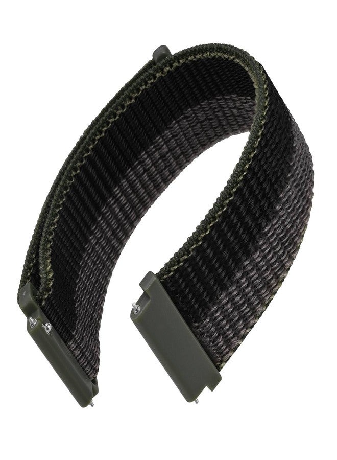 WOCCI 20mm Adjustable Nylon Watch Band, Quick Release Sport Loop Strap (Black/Grey) - Image 1