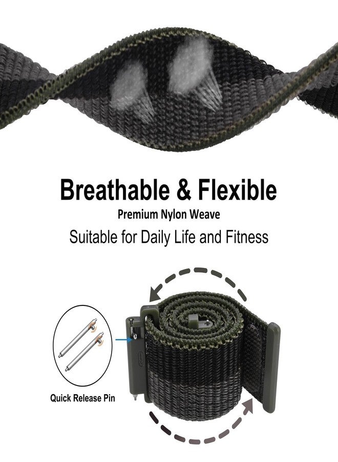 WOCCI 20mm Adjustable Nylon Watch Band, Quick Release Sport Loop Strap (Black/Grey) - Image 3