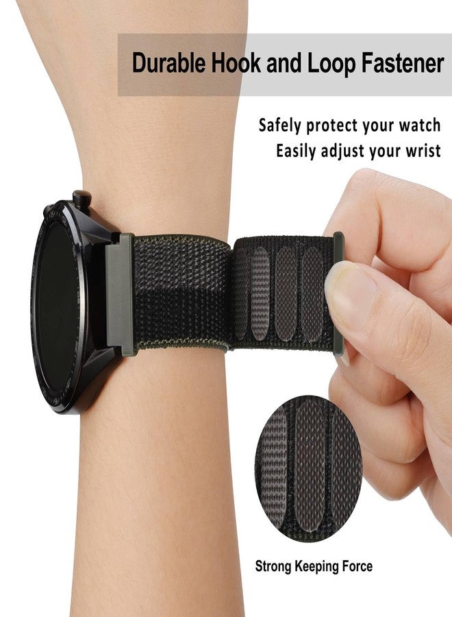 WOCCI 20mm Adjustable Nylon Watch Band, Quick Release Sport Loop Strap (Black/Grey) - Image 4