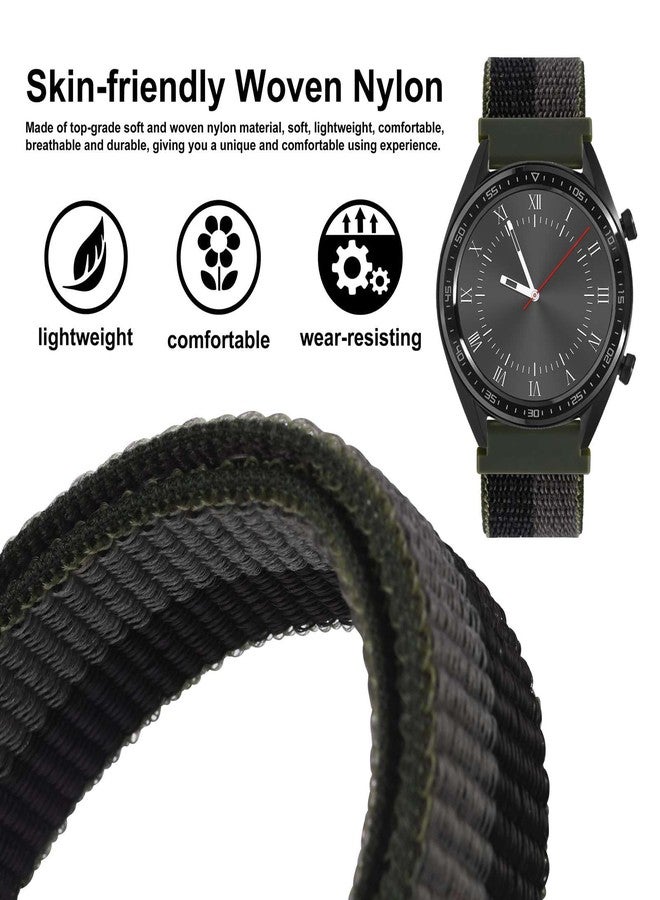 WOCCI 20mm Adjustable Nylon Watch Band, Quick Release Sport Loop Strap (Black/Grey) - Image 2