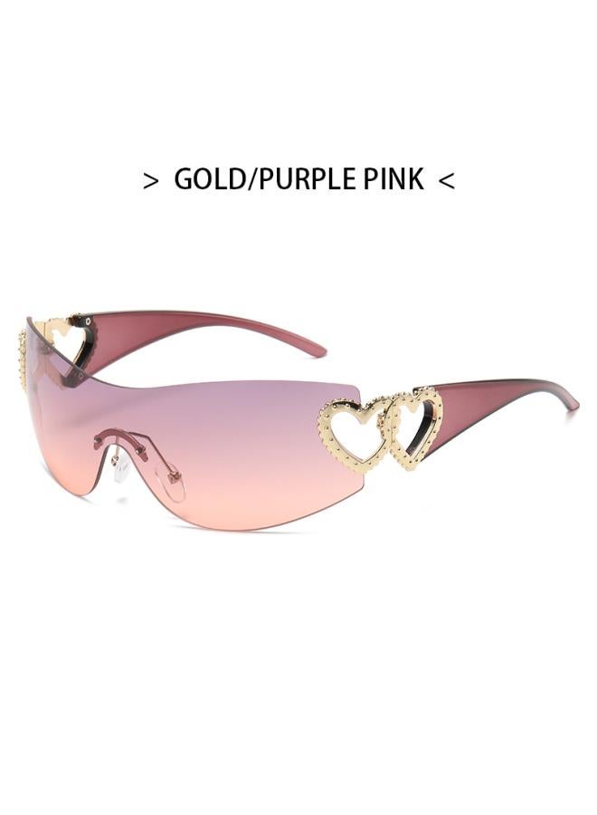 Siamese Love Fashion Sunglasses European And American Frameless Sunglasses Y2k Ladies Future Wind Glasses Men