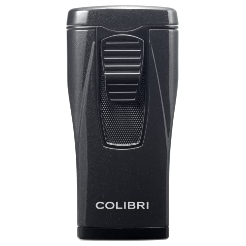Colibri Monaco Triple Jet Flame Lighter - Windproof & Refillable, Cigar Enthusiast's Choice with Blue Fuel Window and Adjustable Flame (Metallic Black) - Image 1