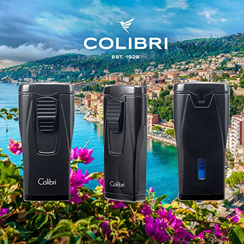Colibri Monaco Triple Jet Flame Lighter - Windproof & Refillable, Cigar Enthusiast's Choice with Blue Fuel Window and Adjustable Flame (Metallic Black) - Image 3
