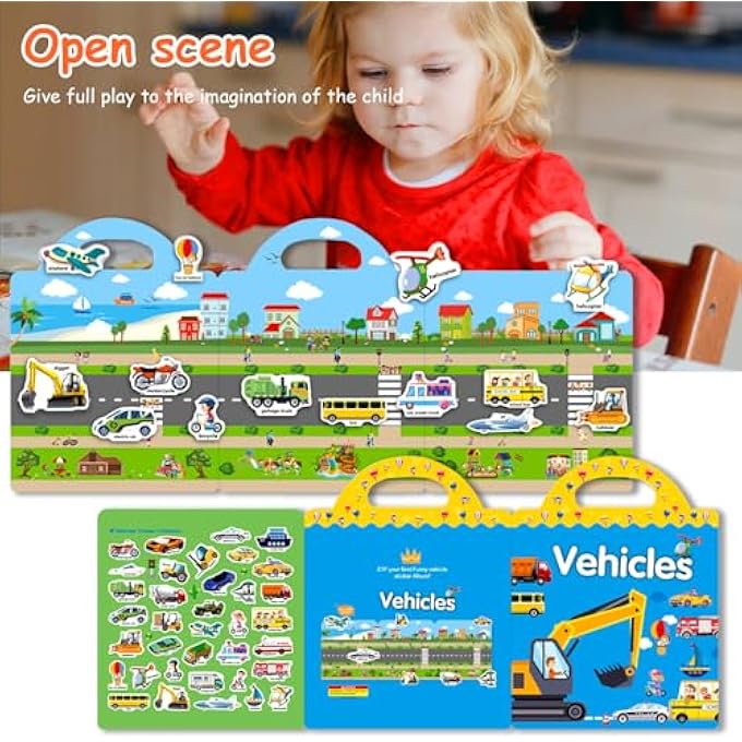 6 SET REUSABLE STICKER BOOK FOR KIDS, PRESCHOOL LEARNING ACTIVITIES QUIET BUSY BOOK FOR TODDLER TRAVEL TOYS STICKER BOOK INCLUDE OCEAN, MY BODY, VEHICLES, ANIMALS, SEASON, DINOSAUR EDUCATIONAL GIFTS - Image 5