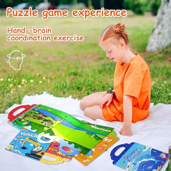 6 SET REUSABLE STICKER BOOK FOR KIDS, PRESCHOOL LEARNING ACTIVITIES QUIET BUSY BOOK FOR TODDLER TRAVEL TOYS STICKER BOOK INCLUDE OCEAN, MY BODY, VEHICLES, ANIMALS, SEASON, DINOSAUR EDUCATIONAL GIFTS - Image 3