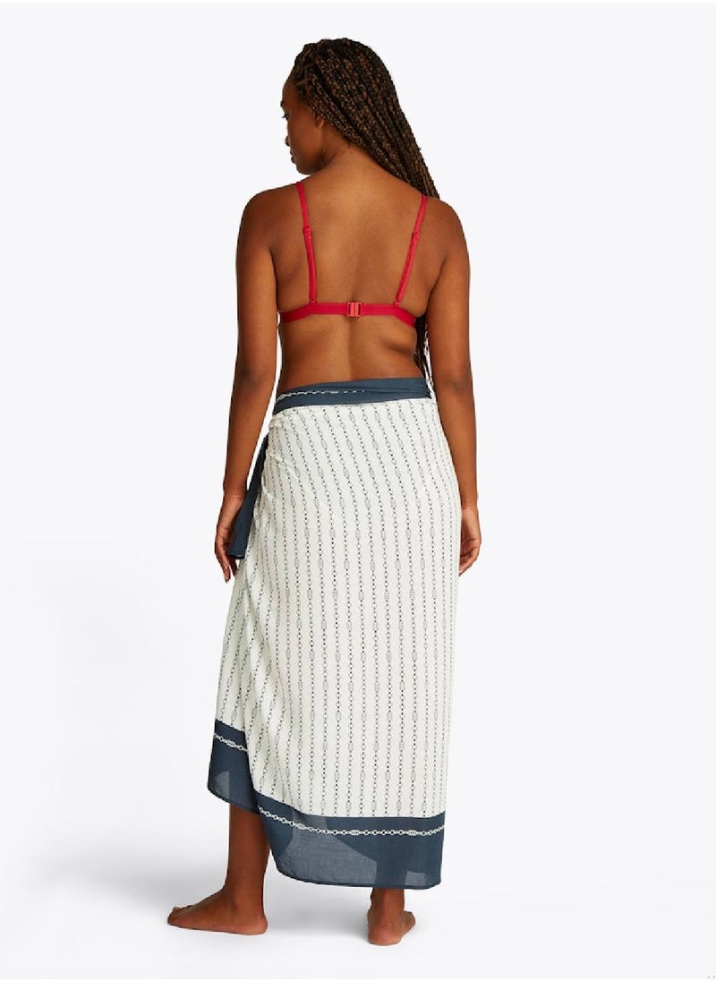 TOMMY HILFIGER Women's Print Pareo - Viscose Blend, White  - Image 5