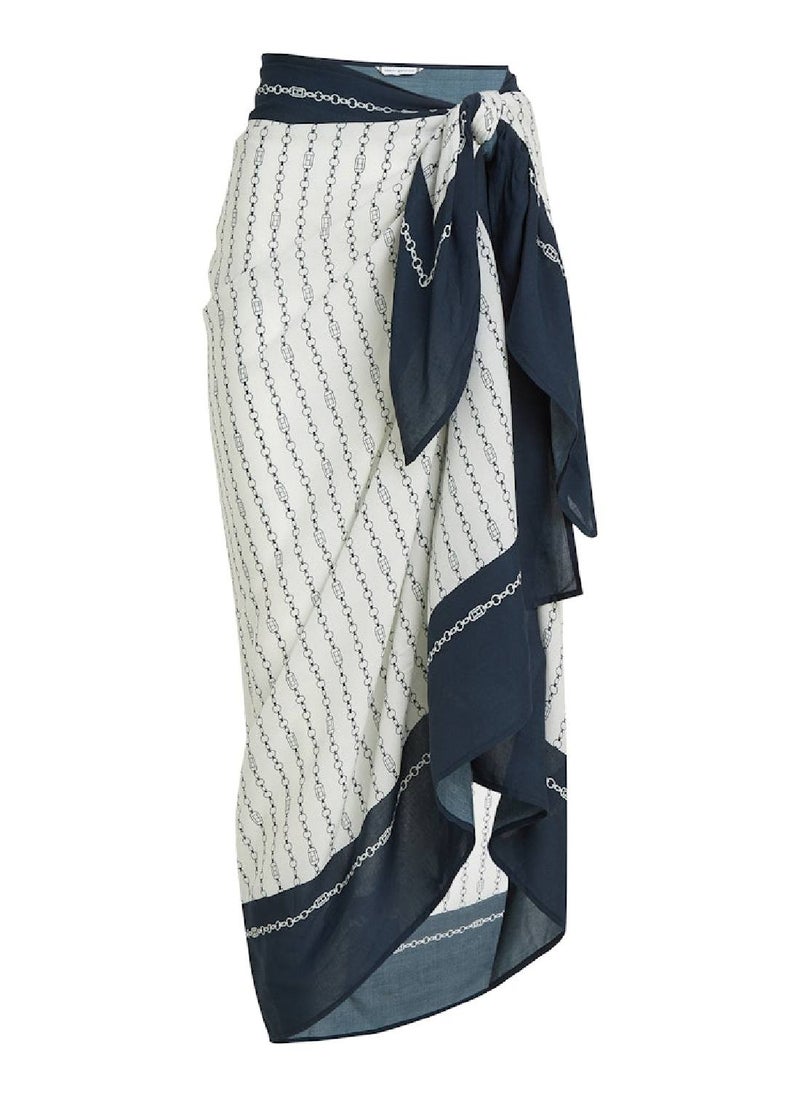 TOMMY HILFIGER Women's Print Pareo - Viscose Blend, White  - Image 2
