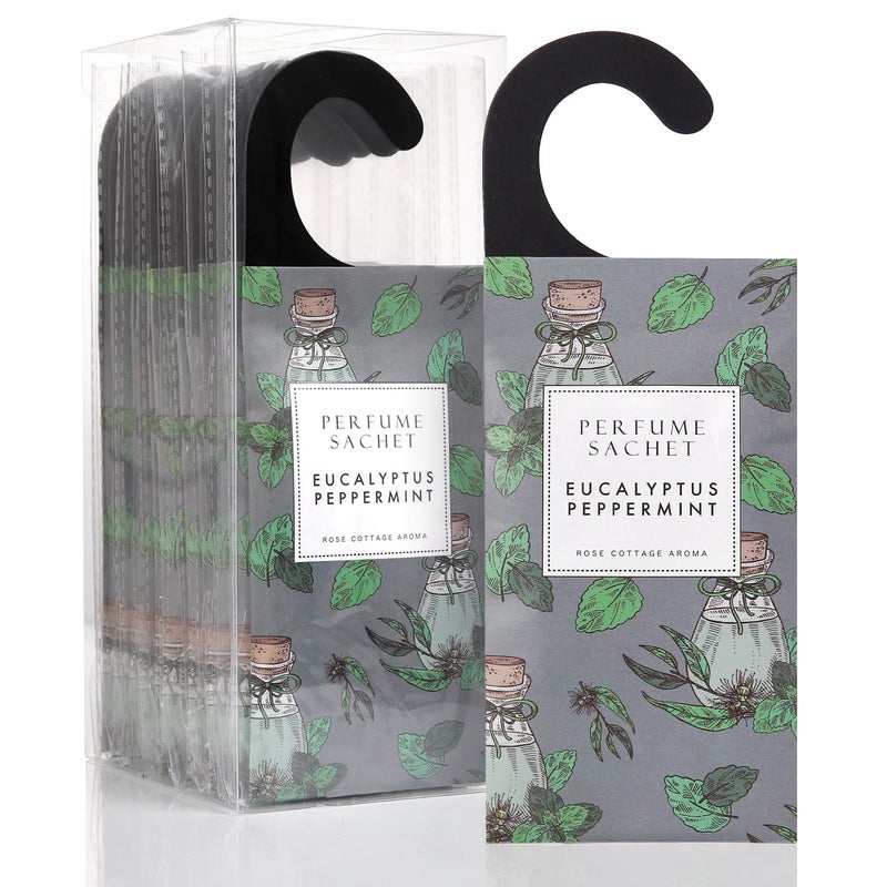 ROSE COTTAGE Large 12 Packs Eucalyptus Peppermint Hanging Closet Air Freshener Scented Sachets Long Lasting Smell Goods - Image 1