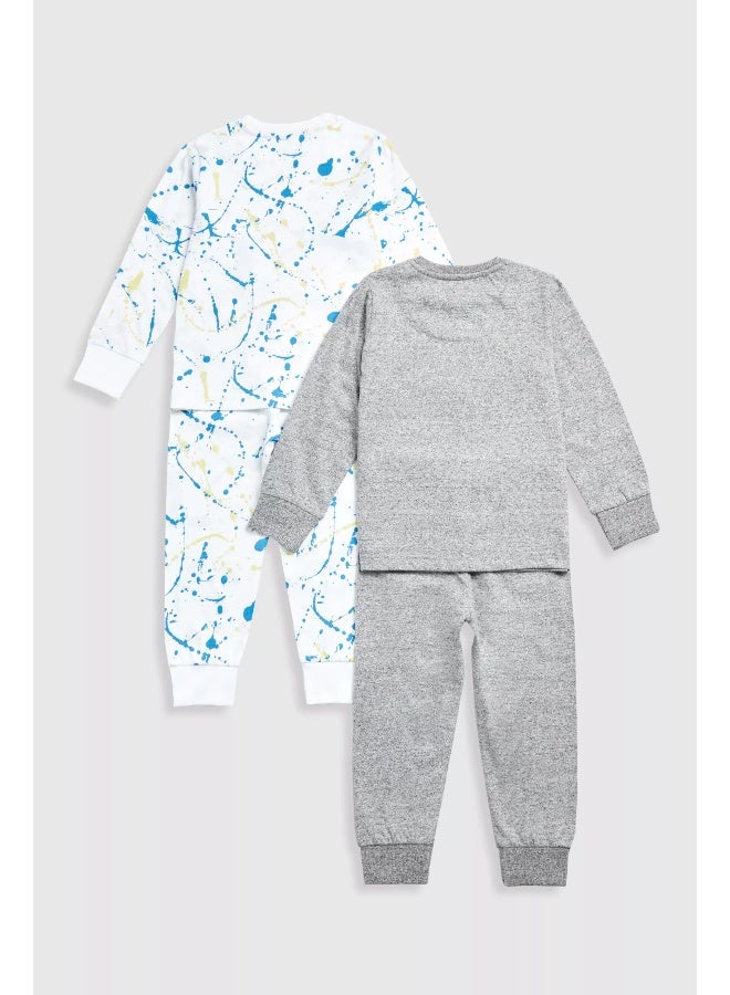 mothercare Splatter Pyjamas - 2 Pack  - Image 1