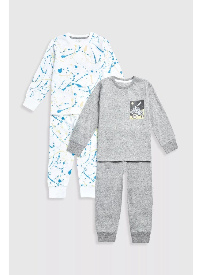 mothercare Splatter Pyjamas - 2 Pack  - Image 2