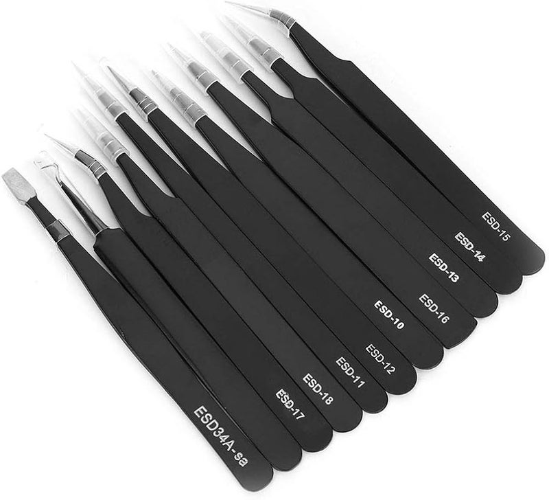 Professional 11Pcs Anti Static ESD Tweezers Set Stainless Steel Precision Tools For Electronics Repair Jewelry Making - Image 5