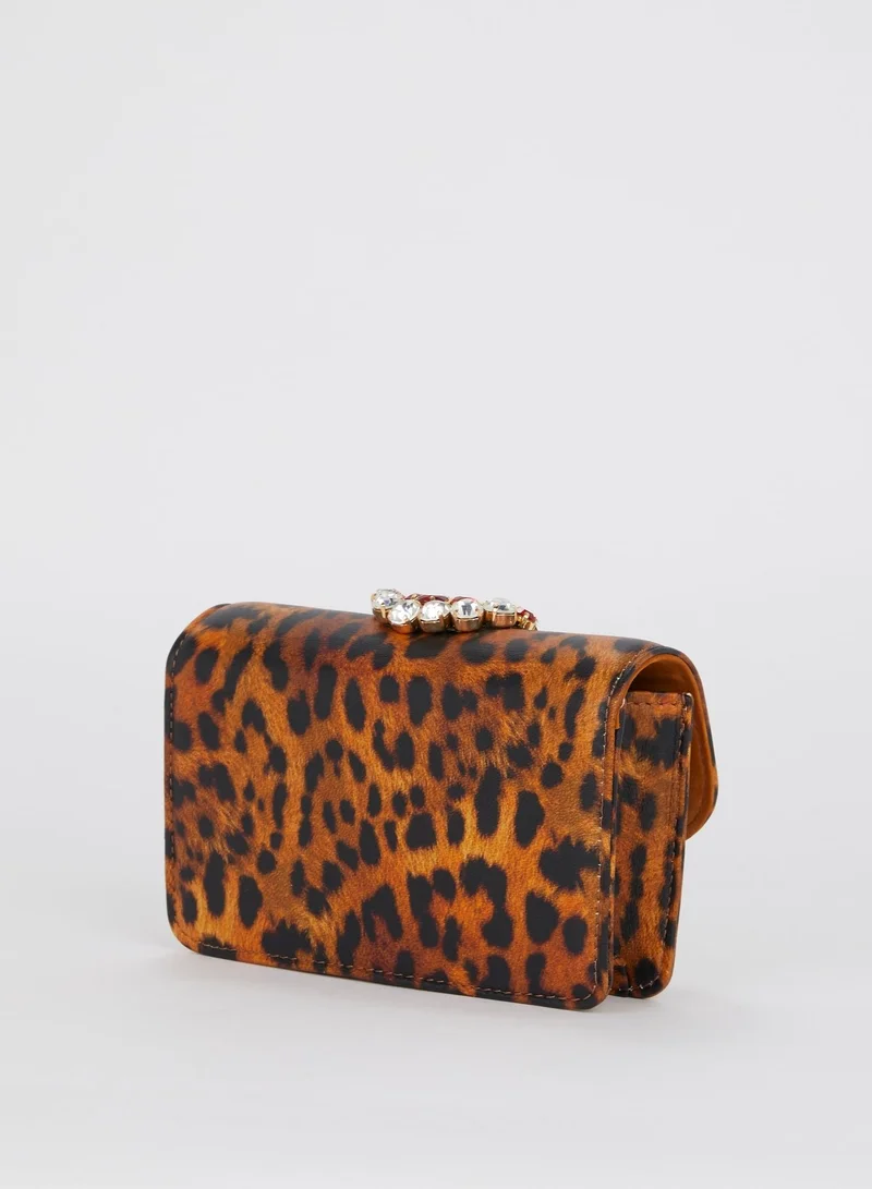 GEDEBE Mini Cliky Nappa Print Leopard Crossbody Bag