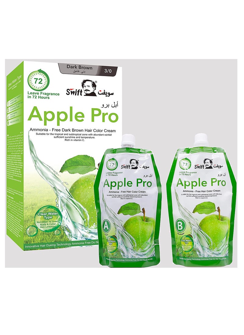 Swift Apple Pro Ammonia free Hair Color No. 3 Dark Brown 1000ml  - Image 1