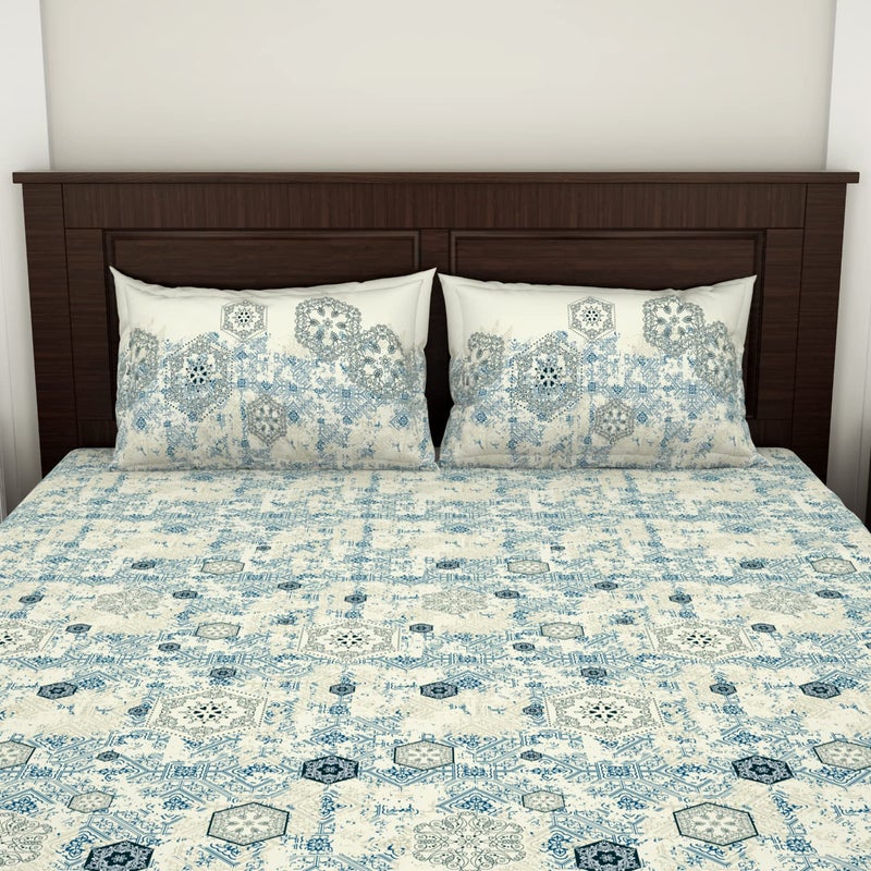 Spaces Viscose Cotton Double Bedsheet Soft Feel Moisture Absorbent Natural Fiber 138 Tc Dark Blue Bedsheet for Double Bed 228 X 254 Centimeter - Image 4