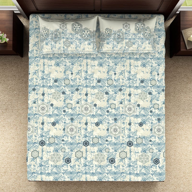 Spaces Viscose Cotton Double Bedsheet Soft Feel Moisture Absorbent Natural Fiber 138 Tc Dark Blue Bedsheet for Double Bed 228 X 254 Centimeter - Image 3