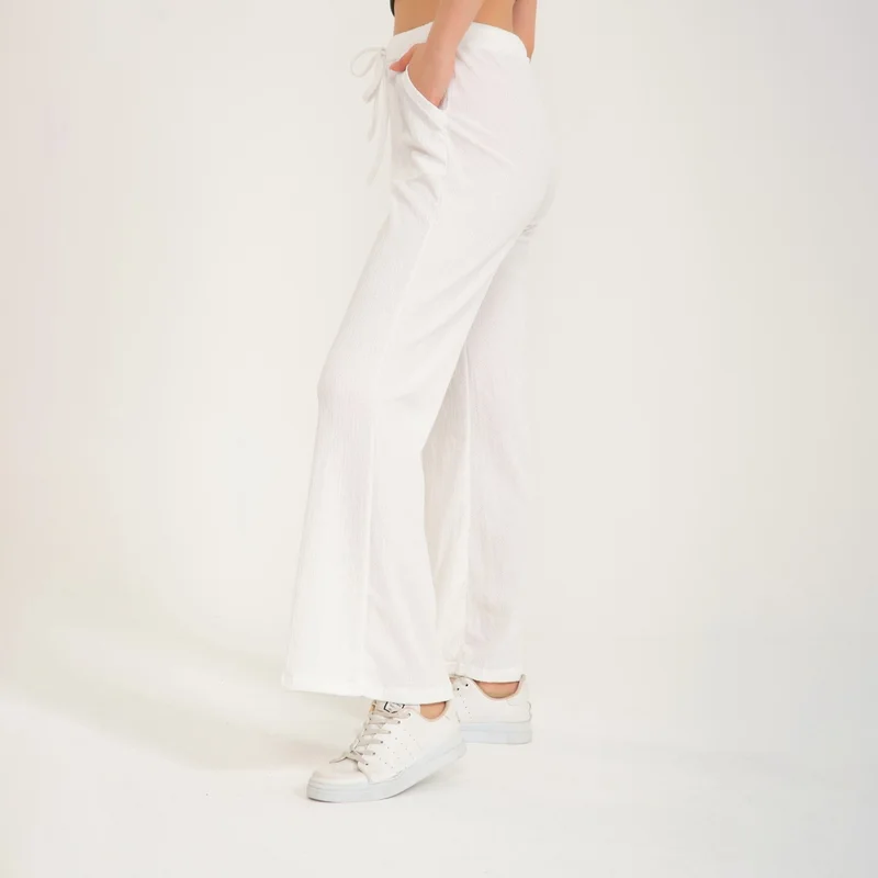 Barbora Casual Summer Comfortable Cut Women's Trousers BT239WHITE2