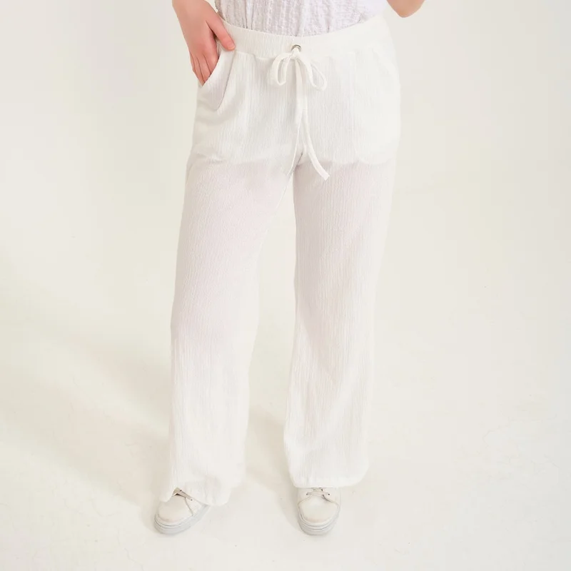 Barbora Casual Summer Comfortable Cut Women's Trousers BT239WHITE2