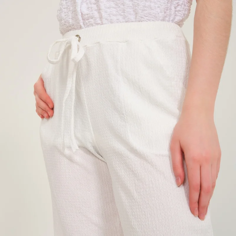 Barbora Casual Summer Comfortable Cut Women's Trousers BT239WHITE2